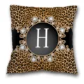 Housse de Coussin Carrée Imprimé Léopards Lettre H Taie d'Oreiller Décorative Modèle - Housse de Coussin Peau de Pêche Unilatérale Sans Noyau 45x45cm
