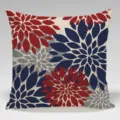 Decorative dahlia print throw pillow cover, vibrant red and navy blue floral home decor. - Single-Sided Peach Skin Pillow Cover Without Core 45x45cm / Multicolor 13