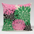 Modern floral decorative cushion cover with pink and green dahlia print for home decor. - Single-Sided Peach Skin Pillow Cover Without Core 45x45cm / Multicolor 15