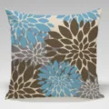 Dahlia floral decorative pillow cover, blue and brown cushion case for home decor - Single-Sided Peach Skin Pillow Cover Without Core 45x45cm / Multicolor 16