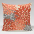 Modern floral throw pillow cover with vibrant orange and gray dahlia print for home decor. - Single-Sided Peach Skin Pillow Cover Without Core 45x45cm / Multicolor 19