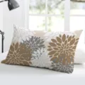 Geometric dahlia patterned rectangular pillow cover for living room sofa and bedroom bed. - Single-Sided Peach Skin Pillowcase; Without Core; 50x30cm / Beige Brown Gray Geometric Pattern (BZ20230603-7)