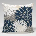 Modern dahlia floral throw pillow cover, elegant navy blue and white decorative cushion case for sofa. - Single-Sided Peach Skin Pillow Cover Without Core 45x45cm / Multicolor 21