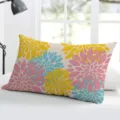 Rectangle floral throw pillowcase with colorful dahlia pattern for home sofa and bed decor. - Single-Sided Peach Skin Pillowcase Without Insert 50x30cm / Yellow Pink Blue Floral (BZ20240706-8)