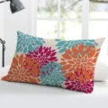 Geometric dahlia pattern rectangular throw pillow case, modern sofa and bed cushion cover. - Single-Sided Peach Skin Pillowcase Without Insert 50x30cm / Multicolor Floral (BZ20240706-10)