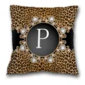 Housse de coussin décorative motif léopard lettre P style luxueux pour canapé lit - Housse de Coussin Peau de Pêche Unilatérale Sans Noyau 45x45cm