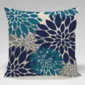 Decorative throw pillow cover with floral dahlia print, modern blue and grey cushion cover for home - Single-Sided Peach Skin Pillow Cover Without Core 45x45cm / Multicolor 28
