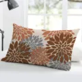 Geometric dahlia rectangular throw pillow cover for living room sofa bedroom bed decor - Dahlia Geometric Pattern (BZ20230603-15) / Single-Sided Peach Skin Pillowcase Without Insert 50x30cm / Rust Red Brown Grey