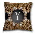 Housse de coussin decorative motif leopard lettre Y, elegante pour chambre et salon. - Housse de Coussin Peau de Pêche Unilatérale Sans Noyau 45x45cm