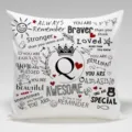 Funda de cojín decorativa con citas motivacionales, elegante diseño de letra Q sofá. - BZ202404030-17