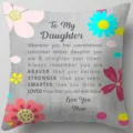 Peach skin pillow cover with inspiring daughter letter print, cozy sofa cushion decoration. - TPRy074-A-1
