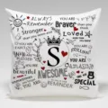 Funda de cojín con citas inspiradoras y diseño de letra S, regalo decorativo para el hogar. - BZ202404030-19