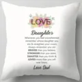White throw pillow cover with heartfelt daughter poem and floral print for home sofa decor. - TPRy074-A-11