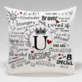 Funda de cojín decorativa con la letra U y bonitas frases motivacionales para casa. - BZ202404030-21