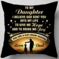 Black peach skin throw pillow cover with touching father daughter message for living room. - TPRy074-A-12