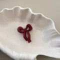 Pinza de pelo de lazo rojo, pequeña pinza elegante para flequillo y accesorio de pelo bonito. - S / Rojo
