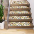 Geometric Persian stair tread mats non-slip stair rugs for home wooden steps detail view - Geometric Style 2 (MD202405016-2) / 20x76cm