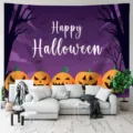 Halloween Wandteppich Wandbehang fuer Schlafzimmer Wohnzimmer Party Hintergrund Deko Kuerbis - GT202407031-7
