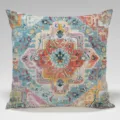 Federa per cuscino quadrata stile bohemien vintage con motivo tappeto orientale colorato divano letto. - Fodera per Cuscino in Pelle di Pesca Monolaterale Senza Anima 45x45cm / BZ20240708-2