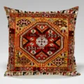 Detailed view of vintage Persian rug pattern throw pillow cover, exquisite ethnic geometric print. - 45x45cm / BZ202408030-3