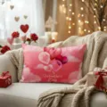 Valentine's Day pink decorative throw pillow cover with romantic heart balloons design. - Z1960BZ-9