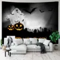 Arazzo da parete Halloween fantasma zucca per la decorazione del soggiorno camera festa casa. - 95x75cm (poliestere) / GT202407031-1