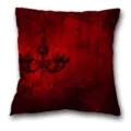 Housse de coussin carree style gothique avec motif de lustre rouge et noir pour decoration. - Housse de Coussin Peau de Pêche Unilatérale Sans Noyau 45x45cm / BZ202403018A-1