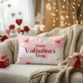 Federa cuscino cuore rosa San Valentino regalo decorazione romantica divano casa - Federa in Velluto Pelle di Pesca (Monofacciale Senza Imbottitura) 50x30cm / Z1960BZ-1