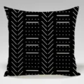 Detail shot of a modern black throw pillow with white geometric pattern for sofa decor. - Single Sided Peach Skin Cushion Cover (Without Core) 45x45cm / Pattern 26
