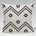 Closeup of black and white geometric pixel pattern pillowcase, modern minimalist sofa cushion. - Single Sided Peach Skin Cushion Cover (Without Core) 45x45cm / Pattern 20