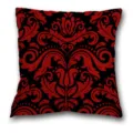 Oreiller carré style gothique victorien, coussin de canapé motif baroque rouge et noir. - Housse de Coussin Peau de Pêche Unilatérale Sans Noyau 45x45cm / BZ202403018A-2