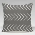 Detail view of the modern grey throw pillow cover featuring a clean white chevron geometric pattern. - Single Sided Peach Skin Cushion Cover (Without Core) 45x45cm / Pattern 30