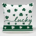 St. Patrick's Day clover pattern throw pillow cover, green and white decorative cushion. - Single-Sided Peach Skin Pillowcase / BZ202401205-2