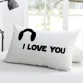 Housse de coussin rectangulaire blanche pour couple avec imprimé, douce et jolie décoration. - Taie d'oreiller double face en lin fin (Sans rembourrage) ; 50x30cm / 5