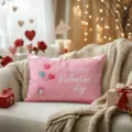 Valentine's Day pink decorative throw pillow cover with cute heart balloons and gift design. - Z1960BZ-5