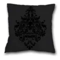 Coussin carré gothique tête de mort damas housse de coussin décorative noire canapé salon - Housse de Coussin Peau de Pêche Unilatérale Sans Noyau 45x45cm / BZ202403018A-4