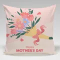Federa per cuscino rosa festa della mamma con stampa bouquet floreale e messaggio di auguri. - Fodera per Cuscino in Pelle di Pesca Monolaterale Senza Anima 45x45cm