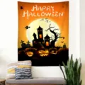 Halloween Wandbehang Wandteppich für Party Schlafzimmer gruseliges Schloss Kürbis Deko - GT202407031-11