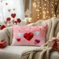 Romantic Valentine's Day heart throw pillow cover, cute pink sofa cushion for holiday decor. - Z1960BZ-7