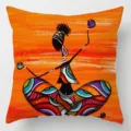 Housse de coussin imprimé art femme africaine housse de coussin décorative abstraite carrée - Motif 20