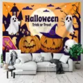 Halloween Wandbehang Gruselig Schloss Kürbis Wohnzimmer Heimdeko Hintergrund Tuch - GT202407031-12