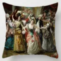 Fodera per cuscino con dipinto di corte europea, elegante arte classica per divano. - Fodera per Cuscino in Pelle di Pesca Monolaterale Senza Anima 45x45cm / modello 3