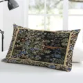 Coussin long en peluche douce style tapisserie vintage avec motifs floraux et d'arbres détaillés. - Taie d'Oreiller en Velou Peau de Pêche (Simple Face Sans Cœur) 50x30cm / Floral Rétro 8