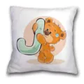 Funda de cojín de osito con letra J, suave funda de almohada para sofá de decoración. - B202112272-10