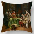 Medieval court oil painting throw pillow cover, vintage art linen square sofa cushion home decor. - Single-Sided Peach Skin Pillow Cover Without Core 45x45cm / Style 5
