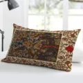Cuscino lungo in peluche stile persiano vintage arazzo botanico divano letto decoro - Federa in Velluto Pelle di Pesca (Monofacciale Senza Imbottitura) 50x30cm / Floreale Retro 2