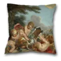 Housse de coussin carré en velours peau de pêche peinture art rococo européen - Housse de Coussin Peau de Pêche Simple Face / B20230717-4