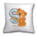 Housse de coussin imprimée lettre S ours en peluche mignon, taie d'oreiller de canapé moderne. - Housse de Coussin Lin Simple Face (Sans Noyau) / B202112272-19