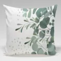 Funda de cojín hojas acuarela verde terciopelo piel de melocotón decoración para el hogar - Funda de Cojín de Piel de Melocotón (Sin Relleno) 45*45cm / BZ20240207-3