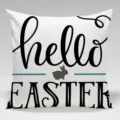Easter throw pillow cover with hello easter print, decorative cushion for home sofa bed. - Easter Greeting Three / 45x45cm